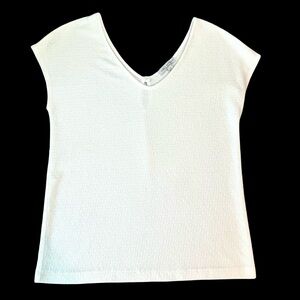 Green Envelope White Drop Shoulder Pullover V-neck Top Sz L